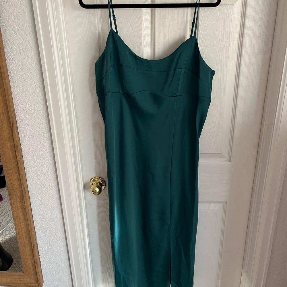 A New Day Green Spaghetti Strap Slip Midi Dress